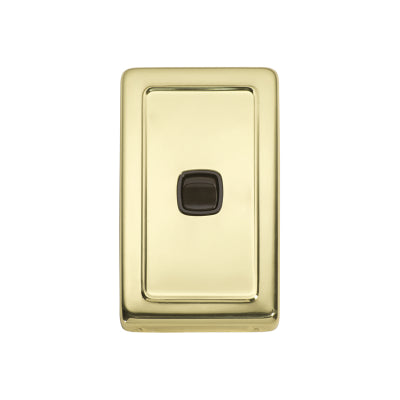 Tradco Switch Flat Plate Rocker 1 Gang Brown Polished Brass H115xW72mm