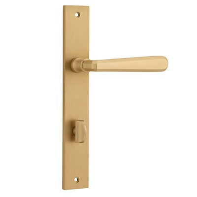 Iver Door Lever Copenhagen Rectangular Privacy Pair Brushed Brass CTC85mm L120xP57mm BPH 240x38mm