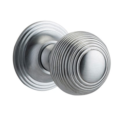 Iver Door Knob Guildford Rose Round Concealed Fix Pair Brushed Chrome D52xP78mm BPD61mm