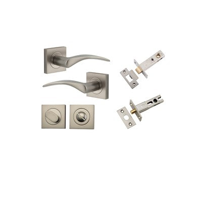 Iver Door Lever Oxford Rose Square Satin Nickel Privacy Kit