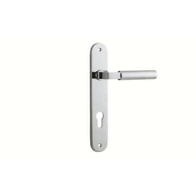 Iver Door Lever Berlin Oval Euro Pair Polished Chrome CTC85mm L120xP57mm BPH240xW40mm