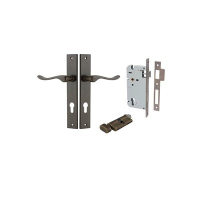 Iver Door Lever Stirling Rectangular Signature Brass Key / Thumb Entrance Kit