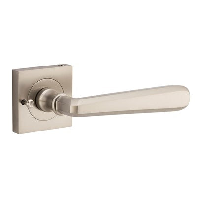 Iver Door Lever Copenhagen Rose Square Satin Nickel Inbuilt Privacy Kit