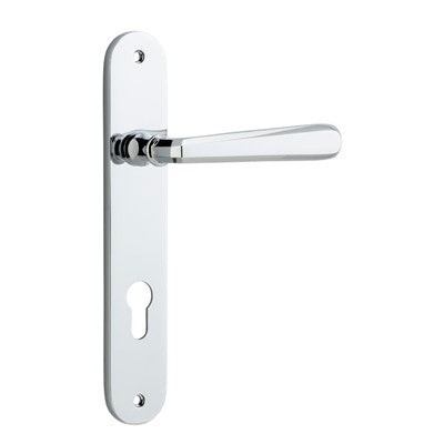 Iver Door Lever Copenhagen Oval Euro Pair Polished Chrome CTC85mm L120xP57mm BPH240xW40mm