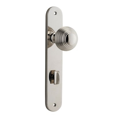 Iver Door Knob Guildford Oval Privacy Pair Polished Nickel CTC85mm D52xP72mm BPH240xW40mm