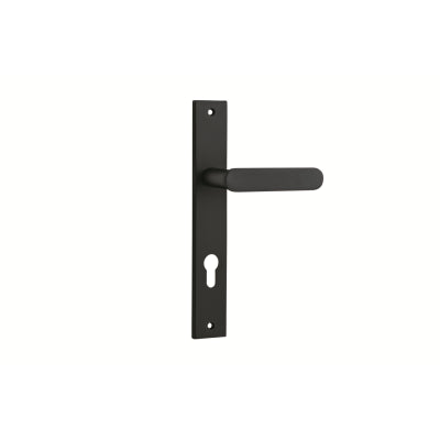 Iver Door Lever Bronte Rectangular Euro Pair Matt Black CTC85mm L117xP53mm BPH240xW38mm