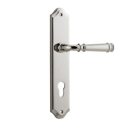 Iver Door Lever Verona Shouldered Euro Pair Polished Nickel CTC85mm L122xP58mm BPH250xW48mm