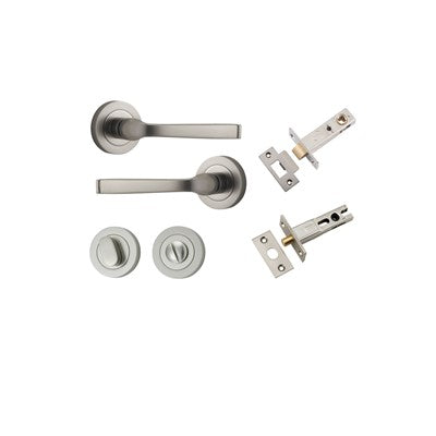 Iver Door Lever Annecy Rose Round Satin Nickel Privacy Kit