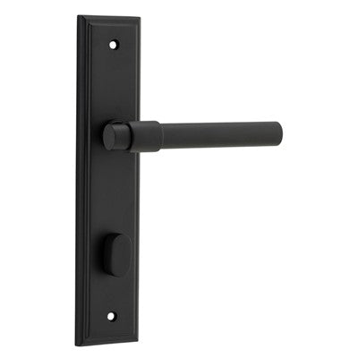 Iver Door Lever Helsinki Stepped Privacy Pair Matt Black CTC85mm L137xP61mm BPH237xW50mm