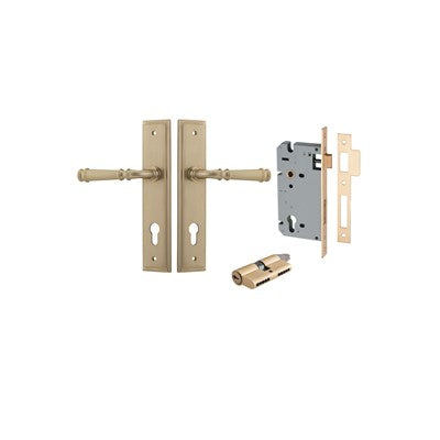 Iver Door Lever Verona Stepped Brushed Brass Key / Key Entrance Kit