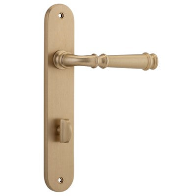 Iver Door Lever Verona Oval Privacy Pair Brushed Brass CTC85mm L122xP56mm BPH240xW40mm