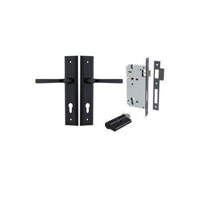 Iver Door Lever Annecy Stepped Matt Black Key / Key Entrance Kit