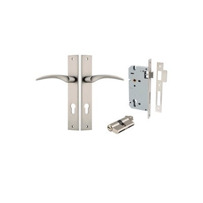 Iver Door Lever Oxford Rectangular Satin Nickel Key / Key Entrance Kit