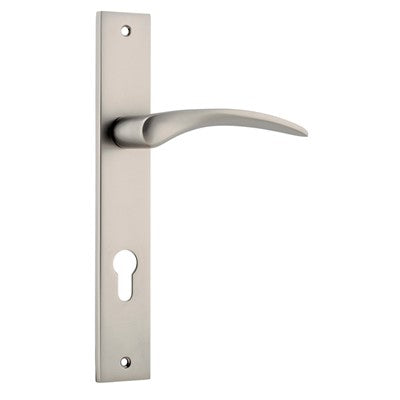 Iver Door Lever Oxford Rectangular Euro Pair Satin Nickel CTC85mm L125xP60mm BPH240xW38mm