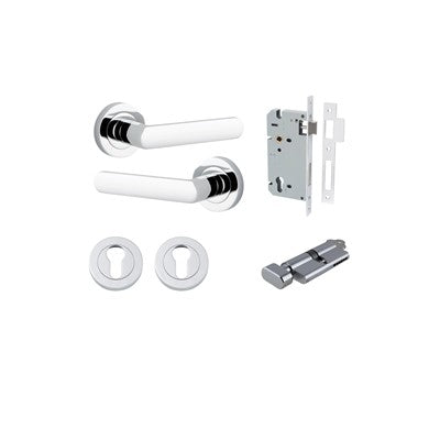 Iver Door Lever Osaka Rose Round Polished Chrome Key / Thumb Entrance Kit