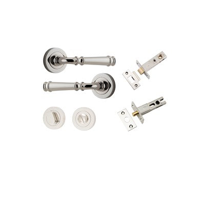 Iver Door Lever Verona Rose Round Polished Nickel Privacy Kit