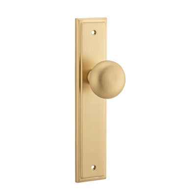 Iver Door Knob Cambridge Stepped Latch Pair Brushed Brass D55xP63mm BPH237xW50mm