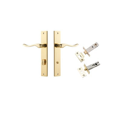 Iver Door Lever Stirling Rectangular Polished Brass Privacy Kit