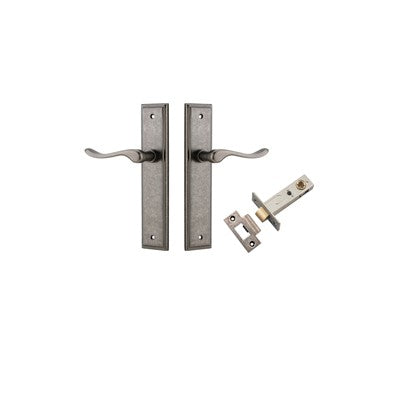 Iver Door Lever Stirling Stepped Distressed Nickel Passage Kit