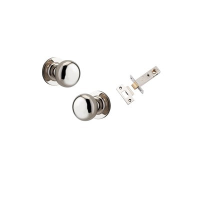 Iver Door Knob Cambridge Rose Round Polished Nickel Passage Kit