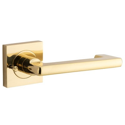 Iver Door Lever Baltimore Return Rose Square Polished Brass Inbuilt Privacy Kit