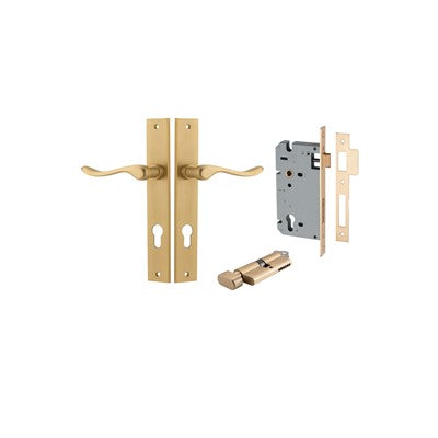 Iver Door Lever Stirling Rectangular Brushed Brass Key / Thumb Entrance Kit