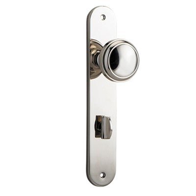 Iver Door Knob Paddington Oval Privacy Pair Polished Nickel CTC85mm D55xP61mm BPH240xW40mm