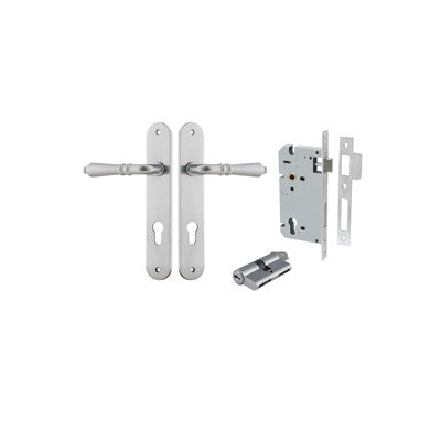 Iver Door Lever Sarlat Oval Brushed Chrome Key / Key Entrance Kit