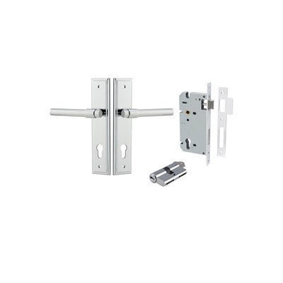 Iver Door Lever Helsinki Stepped Polished Chrome Key / Key Entrance Kit