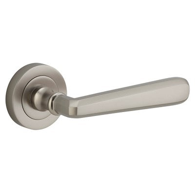 Iver Door Lever Copenhagen Rose Round Concealed Fix Pair Satin Nickel L120xP60mm BPD52mm