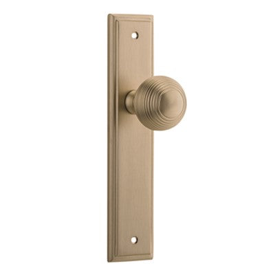 Iver Door Knob Guildford Stepped Latch Pair Brushed Brass D52xP75mm BPH237xW50mm