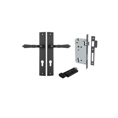 Iver Door Lever Sarlat Rectangular Matt Black Key / Thumb Entrance Kit