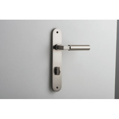 Iver Door Lever Berlin Oval Privacy Pair Satin Nickel CTC85mm L120xP57mm BPH240xW40mm