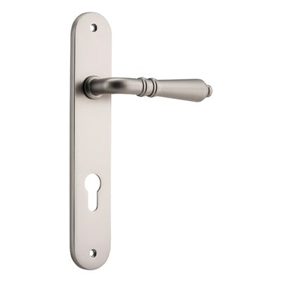 Iver Door Lever Sarlat Oval Euro Pair Satin Nickel CTC85mm L111xP53mm BPH240xW40mm