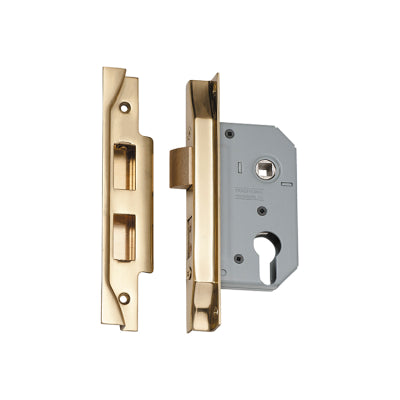 Tradco Mortice Lock Euro Rebated Polished Brass CTC47.5mm Backset 46mm