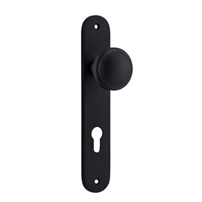 Iver Door Knob Paddington Oval Euro Pair Matt Black CTC85mm D55xP61mm BPH240xW40mm