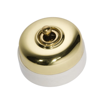 Tradco Switch Ivory Porcelain Base Polished Brass D60xP48mm