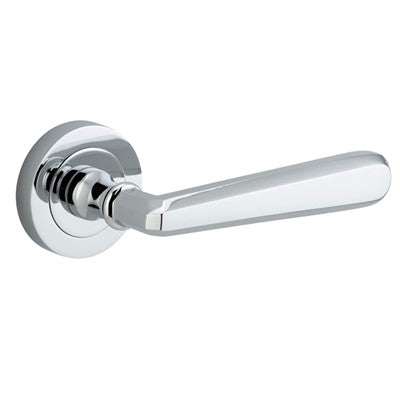 Iver Door Lever Copenhagen Rose Round Concealed Fix Pair Polished Chrome L120xP60mm BPD52mm