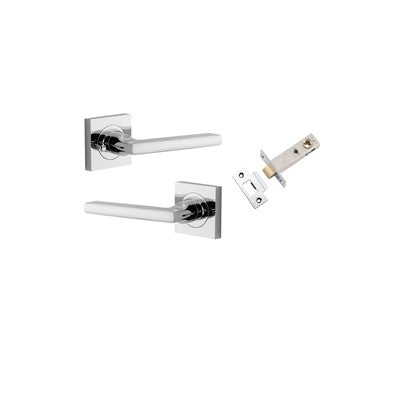 Iver Door Lever Baltimore Rose Square Polished Chrome Inbuilt Privacy Kit