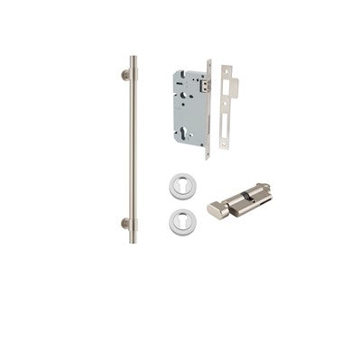 Iver Pull Handle Helsinki Satin Nickel CTC450mm Key / Thumb Entrance Kit