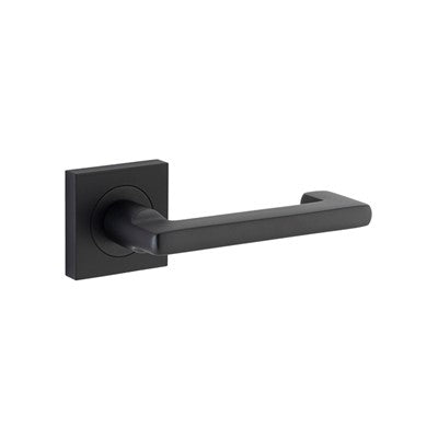 Iver Door Lever Baltimore Return Rose Square Concealed Fix Pair Matt Black L128xP57mm BPH52xW52mm