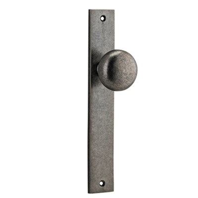 Iver Door Knob Cambridge Rectangular Latch Pair Distressed Nickel D55xP60mm BPH240xW38mm