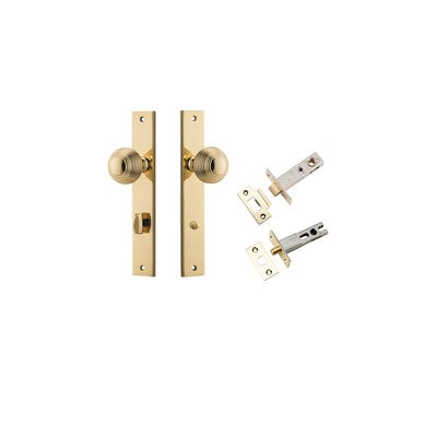 Iver Door Knob Guildford Rectangular Polished Brass Privacy Kit