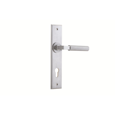 Iver Door Lever Brunswick Chamfered Euro Pair Brushed Chrome CTC85mm L120xP59mm BPH240xW50mm