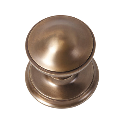 Tradco Centre Door Knob Classic Round Antique Brass P86mm Backplate 85mm