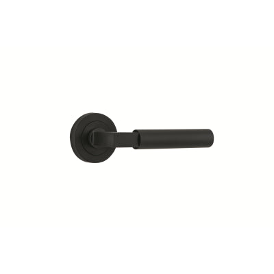 Iver Door Lever Berlin Rose Round Concealed Fix Pair Matt Black L120xP60mm BPD52mm