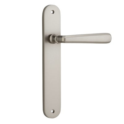 Iver Door Lever Copenhagen Oval Latch Pair Satin Nickel L120xP57mm BPH240xW40mm