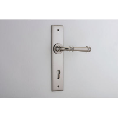 Iver Door Lever Verona Chamfered Euro Pair Satin Nickel CTC85mm L122xP58mm BPH240xW50mm