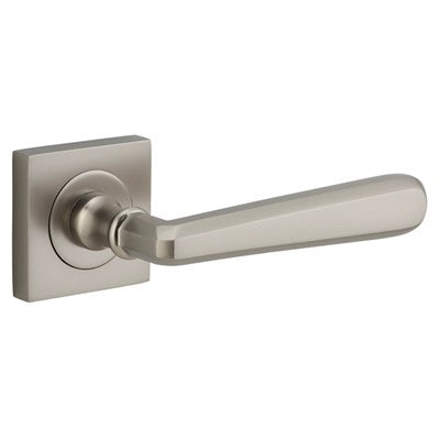 Iver Door Lever Copenhagen Rose Square Concealed Fix Pair Satin Nickel L120xP60mm BPH52xW52mm