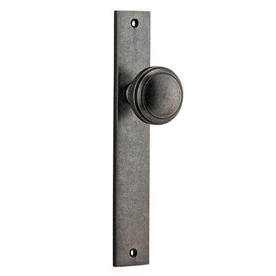 Iver Door Knob Paddington Rectangular Latch Pair Distressed Nickel D55xP61mm BPH240xW38mm